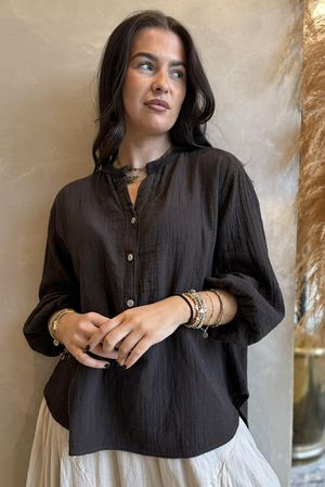 Suri Cushion Cotton Laurie Blouse Chocolate